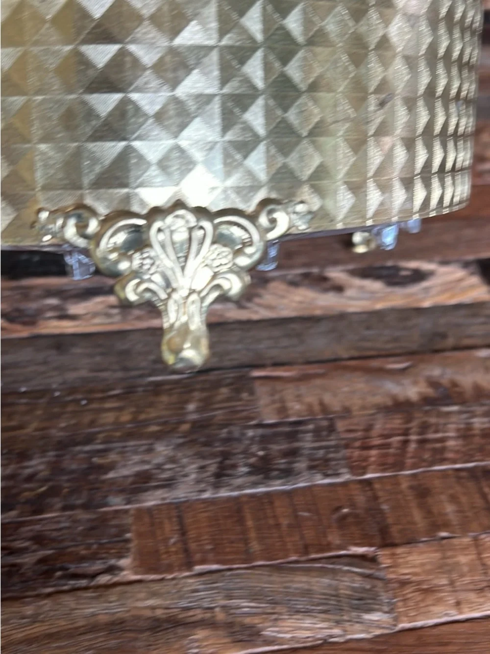 Gold Textured Metal Bath Storage Canister